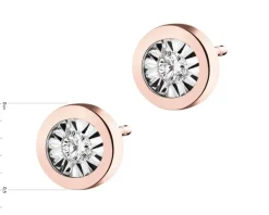 Apart Kolczyki z różowego i białego złota z brylantami - 0,04 ct - próba 375< Kolczyki Z Diamentami