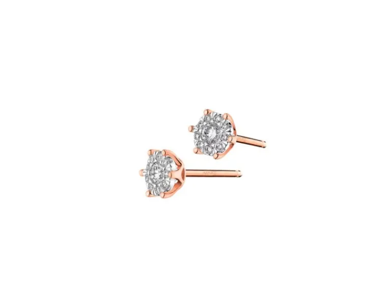 Apart Kolczyki z różowego i białego złota z brylantami - 0,25 ct - próba 585< Kolczyki Z Diamentami