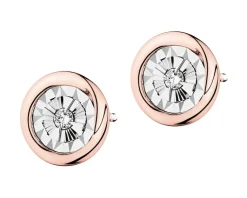 Apart Kolczyki z różowego i białego złota z brylantami - 0,04 ct - próba 375< Kolczyki Z Diamentami