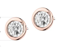 Apart Kolczyki z różowego i białego złota z brylantami - 0,04 ct - próba 375< Kolczyki Z Diamentami