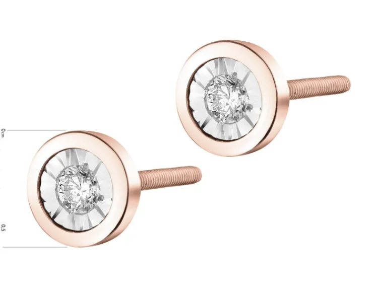 Apart Kolczyki z różowego i białego złota z brylantami - 0,10 ct - próba 585< Kolczyki Z Diamentami