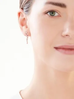 Outlet Apart Kolczyki z różowego złota z diamentami, kamieniami szlachetnymi i ozdobnymi - liście - próba 375