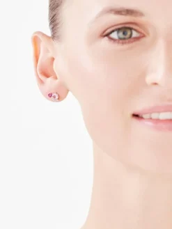 Clearance Apart Kolczyki z różowego złota z diamentami, rodolitami i ametystami - próba 375