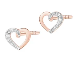 Apart Kolczyki z różowego złota z diamentami – serca - 0,005 ct - próba 375< Kolczyki Z Diamentami