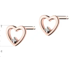 Apart Kolczyki z różowego złota z diamentami - serca - 0,008 ct - próba 375< Kolczyki Z Diamentami