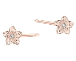 Discount Apart Kolczyki z różowego złota z diamentami - kwiaty - 0,008 ct - próba 375