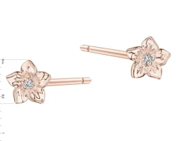 Discount Apart Kolczyki z różowego złota z diamentami - kwiaty - 0,008 ct - próba 375