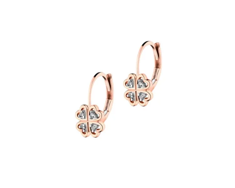 Apart Kolczyki z różowego złota z diamentami – koniczyny - 0,02 ct - próba 585< Kolczyki Z Diamentami