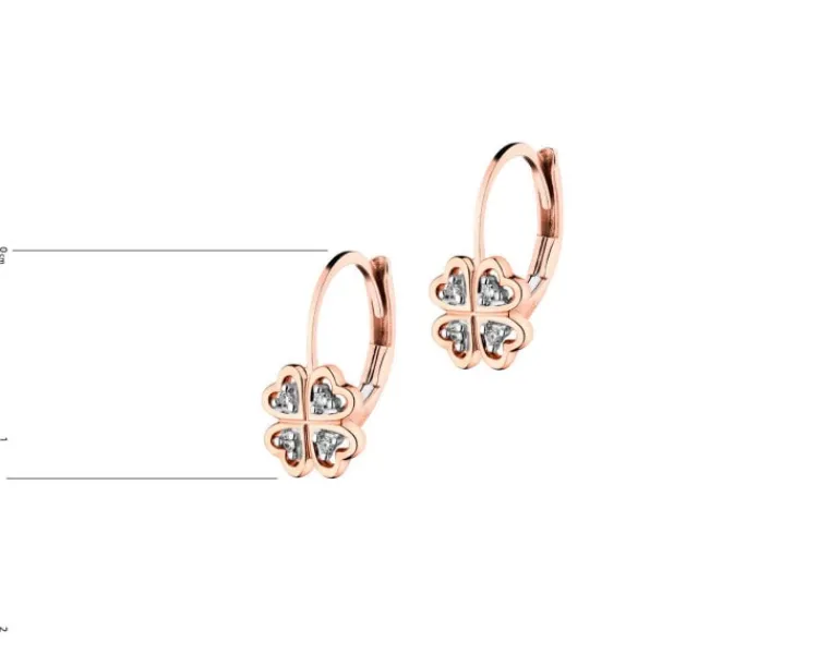 Apart Kolczyki z różowego złota z diamentami – koniczyny - 0,02 ct - próba 585< Kolczyki Z Diamentami