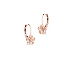 Hot Apart Kolczyki z różowego złota z diamentami - kwiaty - 0,01 ct - próba 375