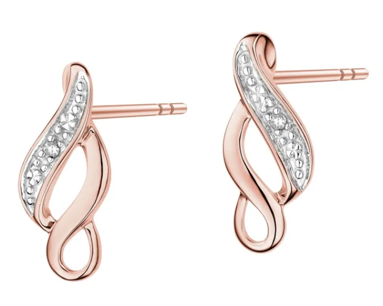 Apart Kolczyki z różowego złota z diamentami - 0,008 ct - próba 375< Kolczyki Z Diamentami
