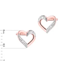 Online Apart Kolczyki z różowego złota z diamentami - serca - 0,004 ct - próba 585