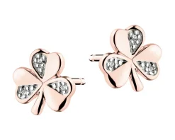 Sale Apart Kolczyki z różowego złota z diamentami – koniczyny - 0,01 ct - próba 375