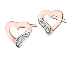 Apart Kolczyki z różowego złota z diamentami - serca - 0,008 ct - próba 375< Wszystkie