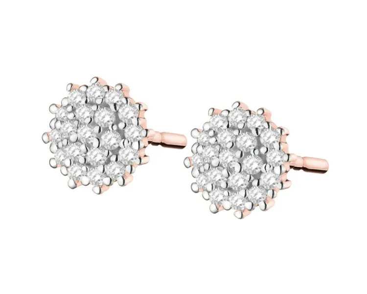 New Apart Kolczyki z różowego złota z diamentami - 0,09 ct - próba 585