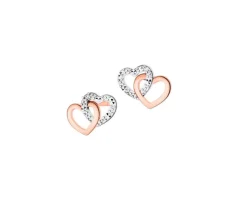 Apart Kolczyki z różowego złota z diamentami - serca - 0,006 ct - próba 585< Kolczyki Z Diamentami