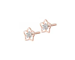 Discount Apart Kolczyki z różowego złota z diamentami  - kwiaty - 0,006 ct - próba 375