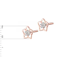 Discount Apart Kolczyki z różowego złota z diamentami  - kwiaty - 0,006 ct - próba 375