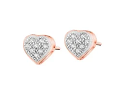 Apart Kolczyki z różowego złota z diamentami - serca - 0,05 ct - próba 585< Wszystkie
