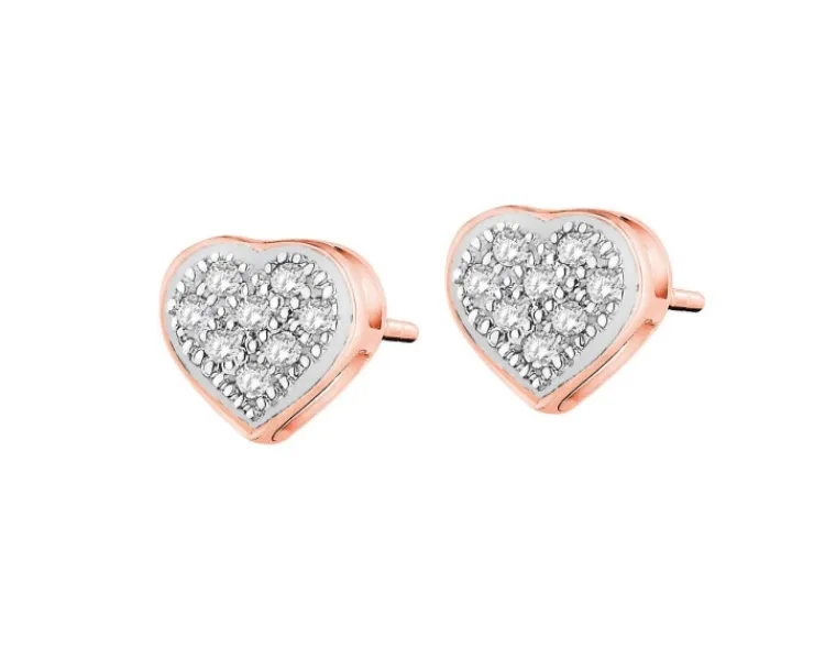 Apart Kolczyki z różowego złota z diamentami - serca - 0,05 ct - próba 585< Wszystkie