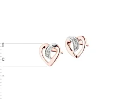 Clearance Apart Kolczyki z różowego  złota z diamentami - serca - 0,005 ct - próba 375