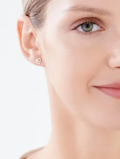 Clearance Apart Kolczyki z różowego  złota z diamentami - serca - 0,005 ct - próba 375