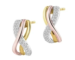 Apart Kolczyki z żółtego, białego i różowego złota z diamentami - 0,19 ct - próba 585< Wszystkie