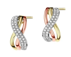 Best Apart Kolczyki z żółtego, białego i różowego złota z diamentami - 0,23 ct - próba 585