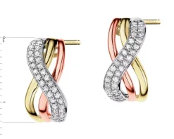 Best Apart Kolczyki z żółtego, białego i różowego złota z diamentami - 0,23 ct - próba 585