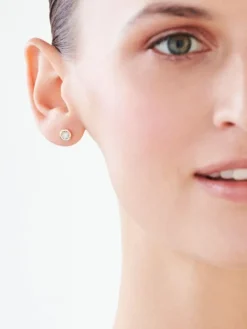 Clearance Apart Kolczyki z żółtego, białego i różowego złota z brylantami - 0,10 ct - próba 585