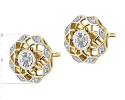 Apart Kolczyki z żółtego i białego złota z diamentami - rozety - 0,08 ct - próba 585< Wszystkie