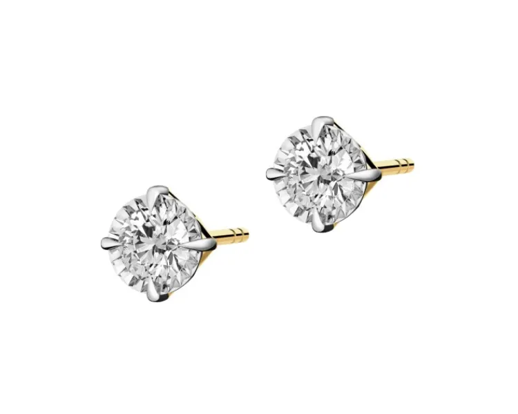 Online Apart Kolczyki z żółtego i białego złota z brylantami - 0,28 ct - próba 585