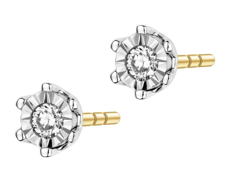 Apart Kolczyki z żółtego i białego złota z brylantami - 0,05 ct - próba 585