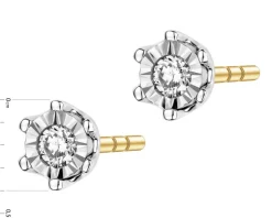 Apart Kolczyki z żółtego i białego złota z brylantami - 0,05 ct - próba 585