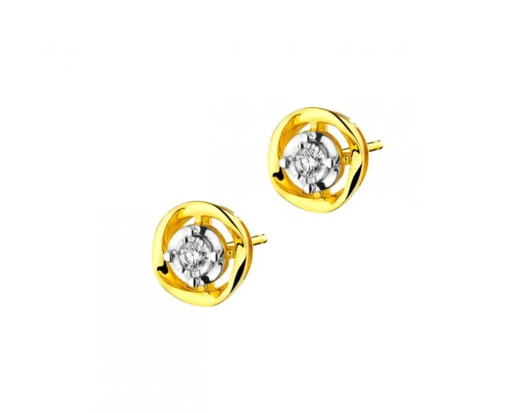 Hot Apart Kolczyki z żółtego i białego złota z brylantami - 0,05 ct - próba 375