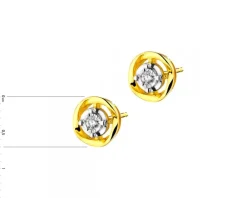 Hot Apart Kolczyki z żółtego i białego złota z brylantami - 0,05 ct - próba 375
