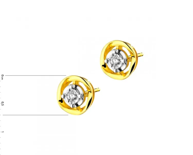 Hot Apart Kolczyki z żółtego i białego złota z brylantami - 0,05 ct - próba 375