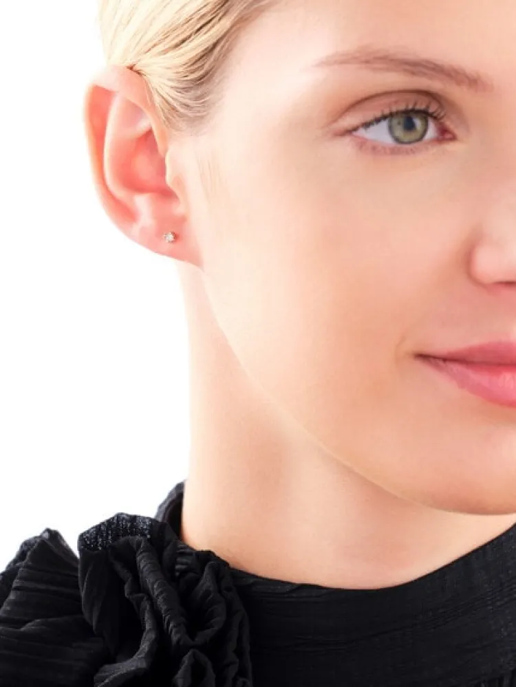 Apart Kolczyki z żółtego i białego złota z brylantami - 0,02 ct - próba 585< Kolczyki Z Diamentami