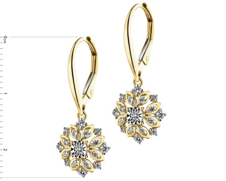 Apart Kolczyki z żółtego i białego złota z diamentami - rozeta - 0,39 ct - próba 585