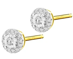 Apart Kolczyki z żółtego i białego złota z diamentami - 0,10 ct - próba 585< Kolczyki Z Diamentami