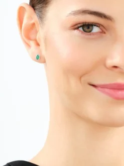 Hot Apart Kolczyki z żółtego i białego złota z diamentami i szmaragdami - próba 375