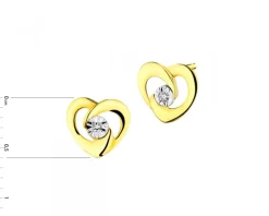 Hot Apart Kolczyki z żółtego i białego złota z diamentami - serca - 0,006 ct - próba 375