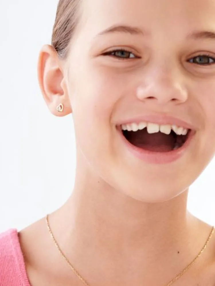 Hot Apart Kolczyki z żółtego i białego złota z diamentami - serca - 0,006 ct - próba 375