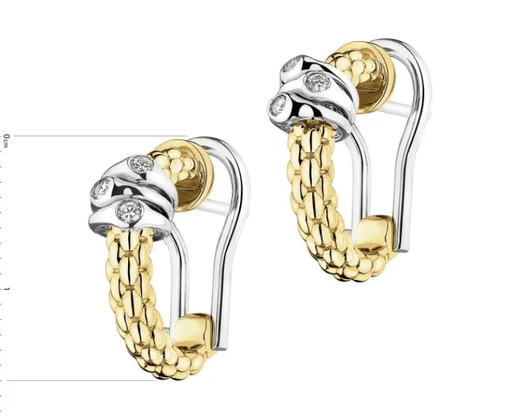 Best Fope Kolczyki z żółtego i białego złota z brylantami - 0,08 ct - próba 750