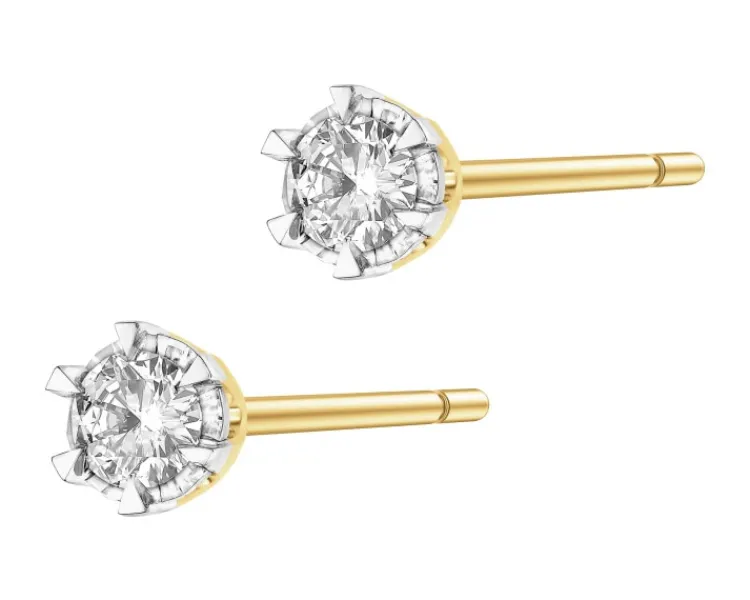 Best Apart Kolczyki z żółtego i białego złota z brylantami - 0,36 ct - próba 585