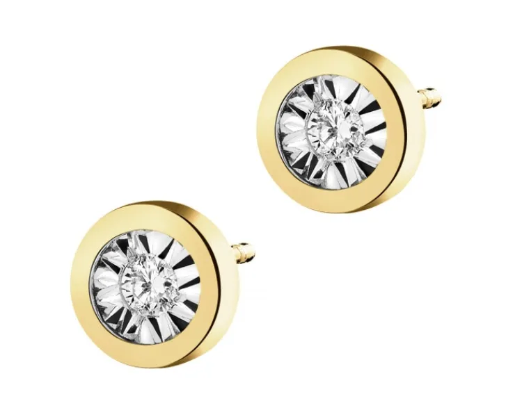 Apart Kolczyki z żółtego i białego złota z brylantami - 0,04 ct - próba 375< Kolczyki Z Diamentami