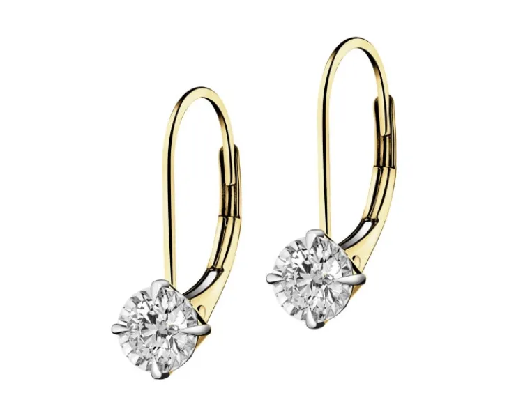Apart Kolczyki z żółtego i białego złota z brylantami - 0,16 ct - próba 585