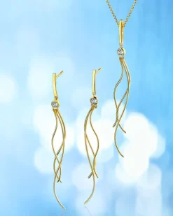 Outlet Apart Kolczyki z żółtego i białego złota z diamentami - 0,006 ct - próba 585