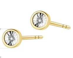 Discount Apart Kolczyki z żółtego i białego złota z diamentami - 0,01 ct - próba 375