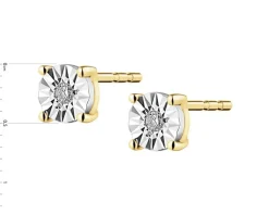 Apart Kolczyki z żółtego i białego złota z brylantami - 0,02 ct - próba 375< Kolczyki Z Diamentami